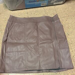 Express Mauve Faux Leather Zip-Front Mini Skirt